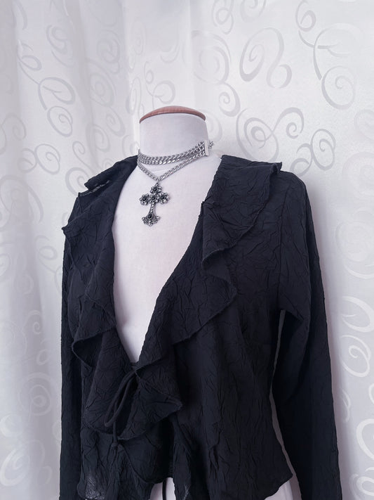 Whimsygoth ruffle sheer top 🌀🕷️