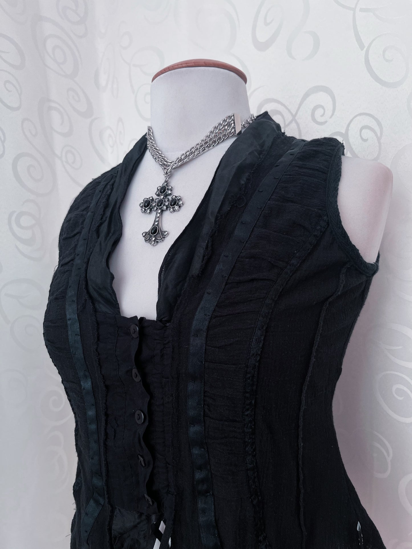 Dark coquette cotton & silk shirt 🕷️🕸️