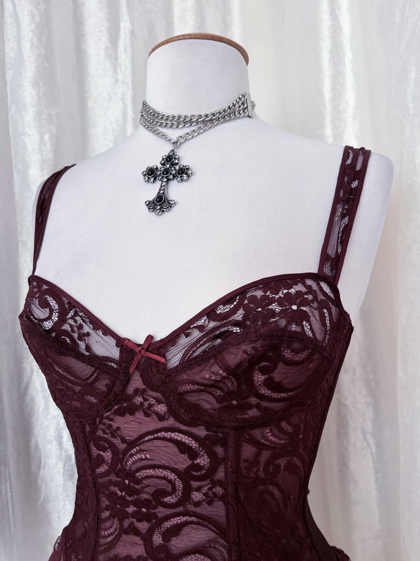 Vintage whimsy lace brown corset top 🧁🧚🏾