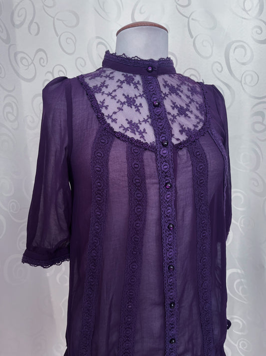 Mesmerising whimsy mesh purple oversize shirt with embroidered details 💜🌀