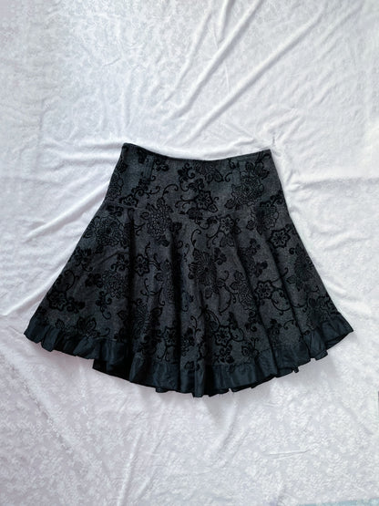 Whimsy goth winter skirt with velvet details