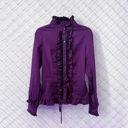 Dracula Victorian purple blouse with ruffle detail .⋆♱