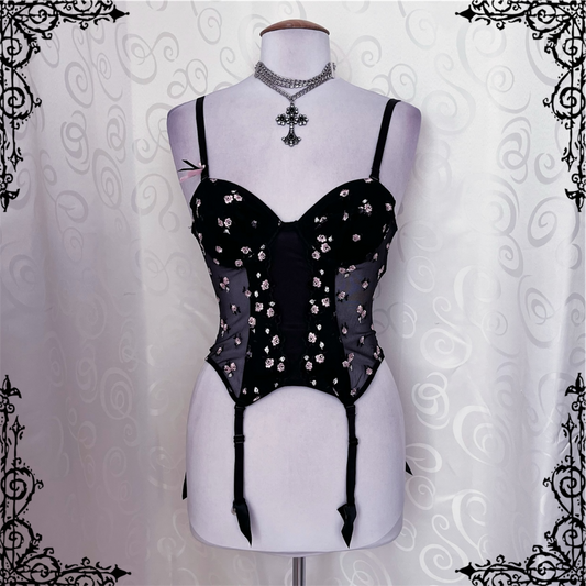 Coquette sheer embroidered corset 🌸