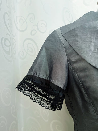 Whimsygoth satin silver bolero 🩶🌀