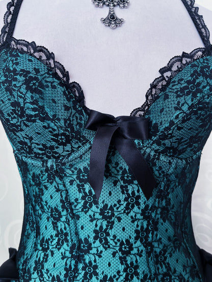 Beautiful whimsy teal bustier top 🫶🌀