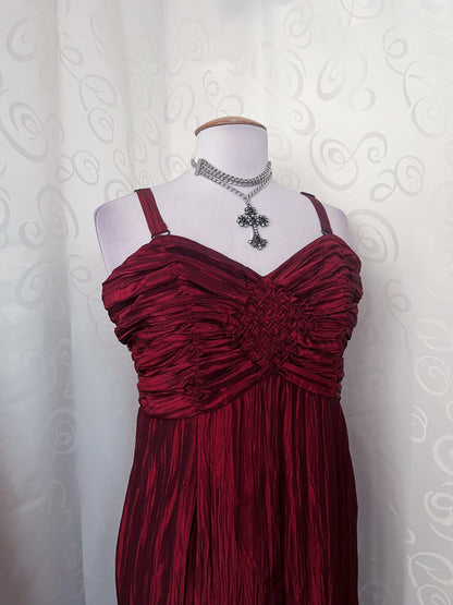 Whimsygoth vampire prom style maxi red dress with fairy embroidered & sequin details 🌀🩸