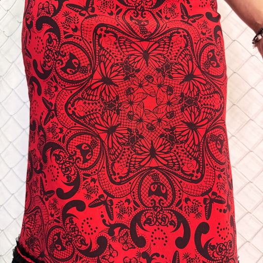 00’s Pussy Deluxe emo midi skirt with cat pattern 🐈‍⬛