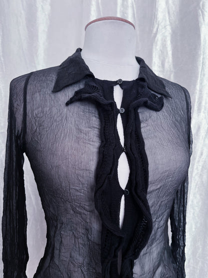 00’s Intimissimi dark fairy sheer shirt 🕸️🧚🏼