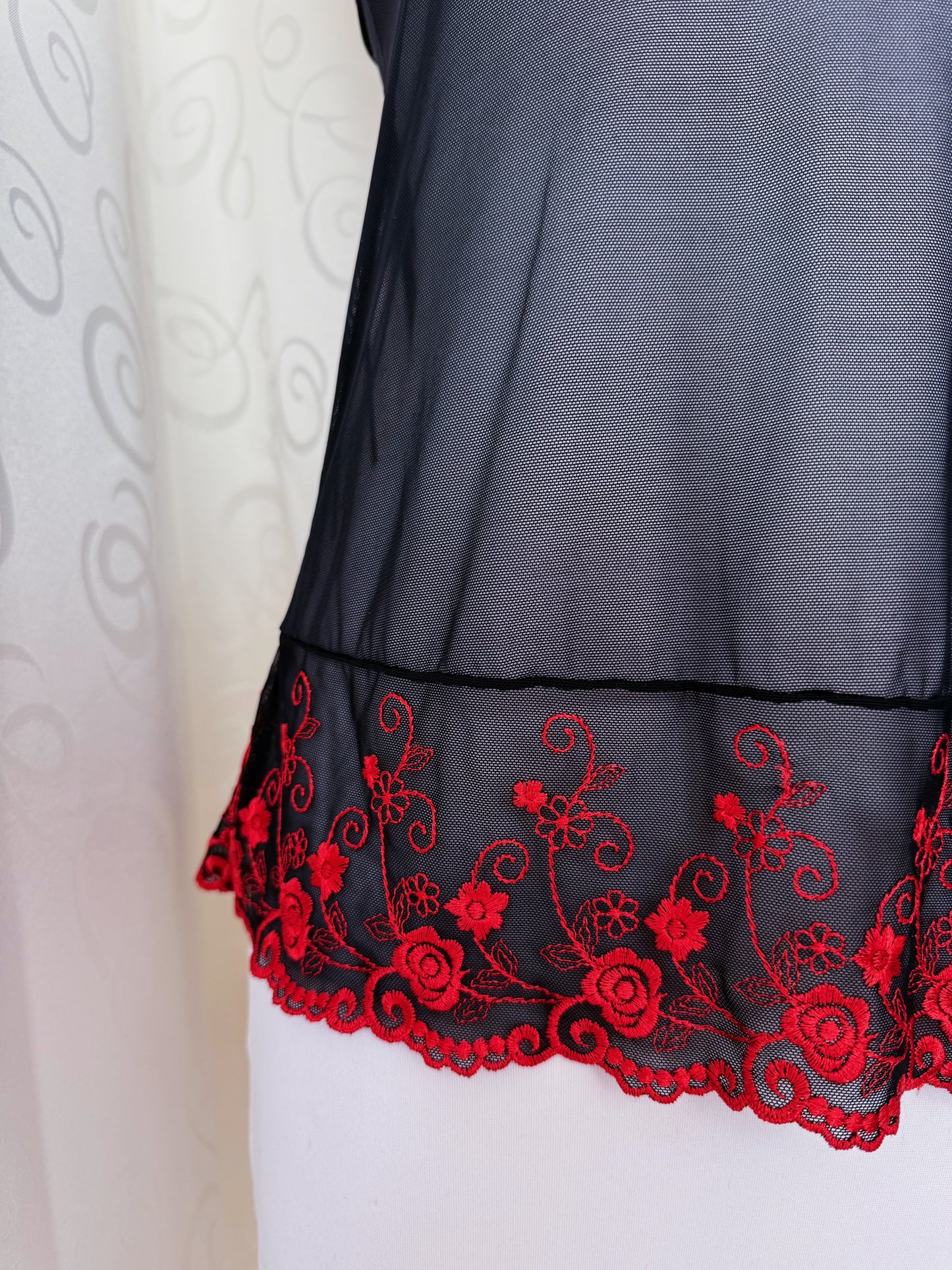 Whimsygoth/Vampire black bustier top with red embroidered details 🦇💔