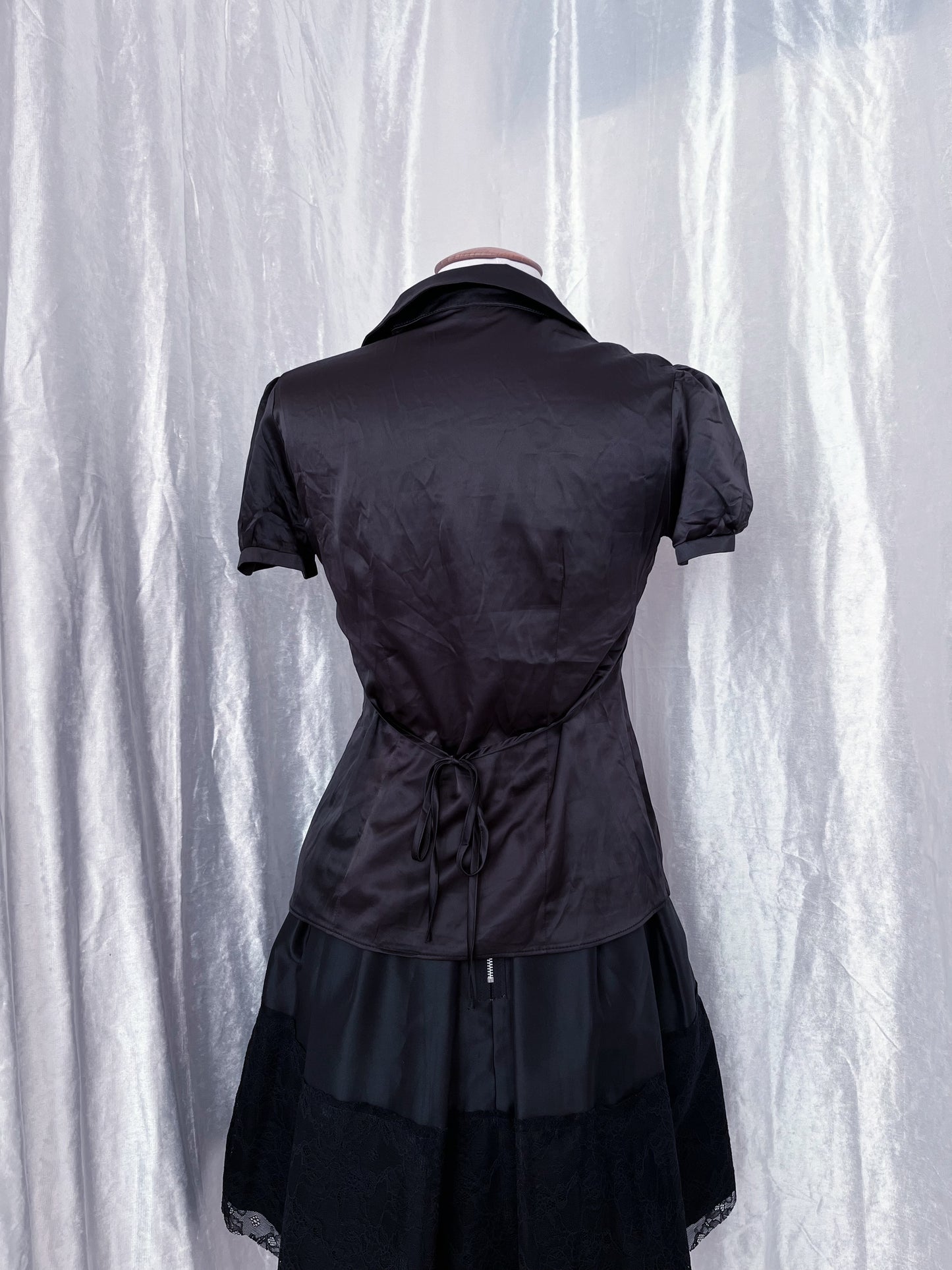 Dark coquette silky shirt🕷️