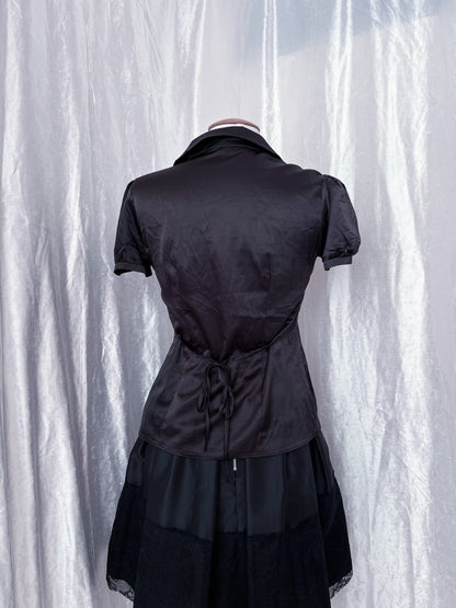 Dark coquette silky shirt🕷️