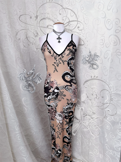 Modern deadstock dragon maxi dress 🐉