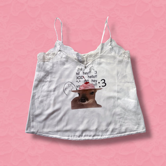 :3 No brain Reworked see-through cami top