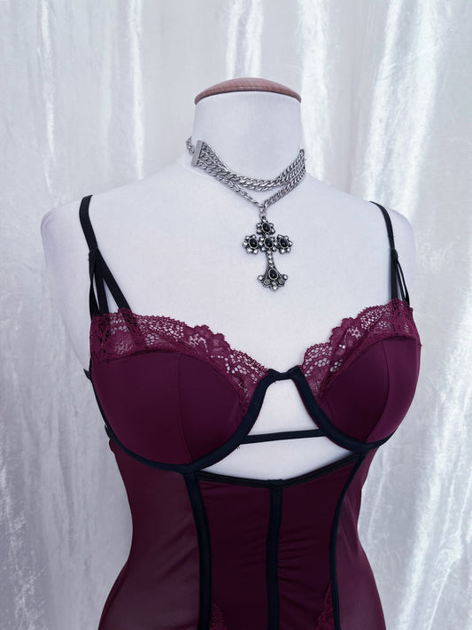 Burgundy hot lingerie corset 🌹