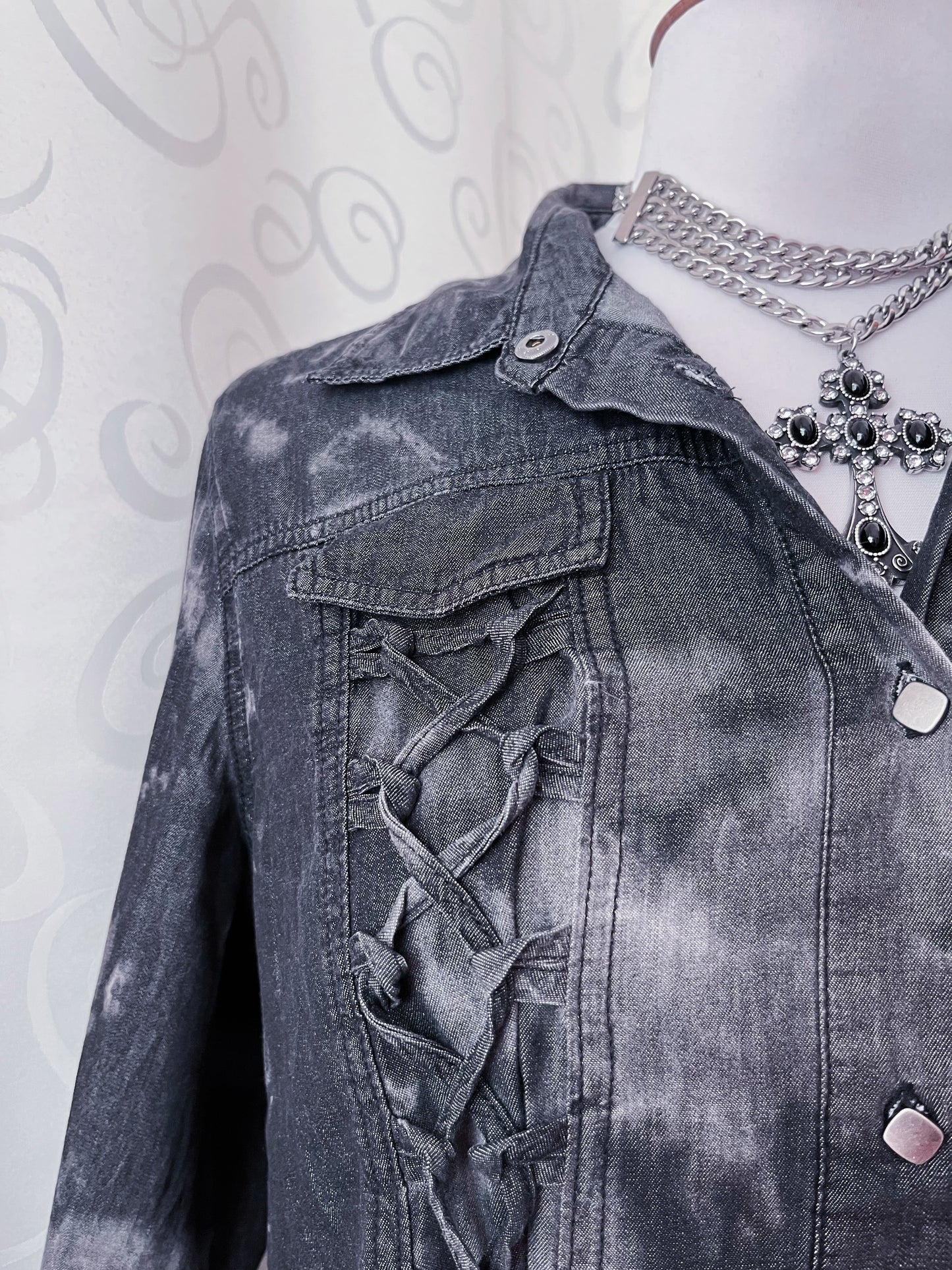 Rock Rebel light denim lace-up shirt 🕷️🦇
