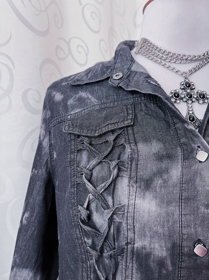 Rock Rebel light denim lace-up shirt 🕷️🦇