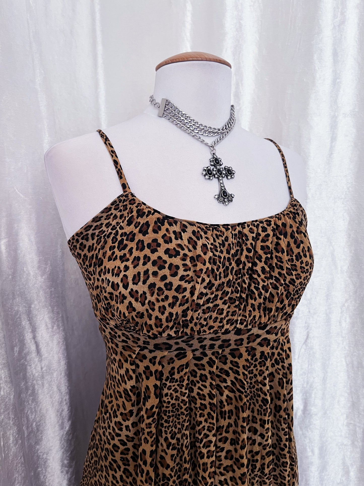 Alternative mesh double-layered leopard print dress 🐆♠️