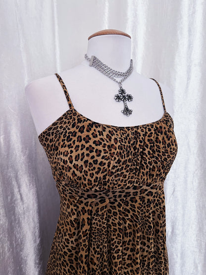Alternative mesh double-layered leopard print dress 🐆♠️