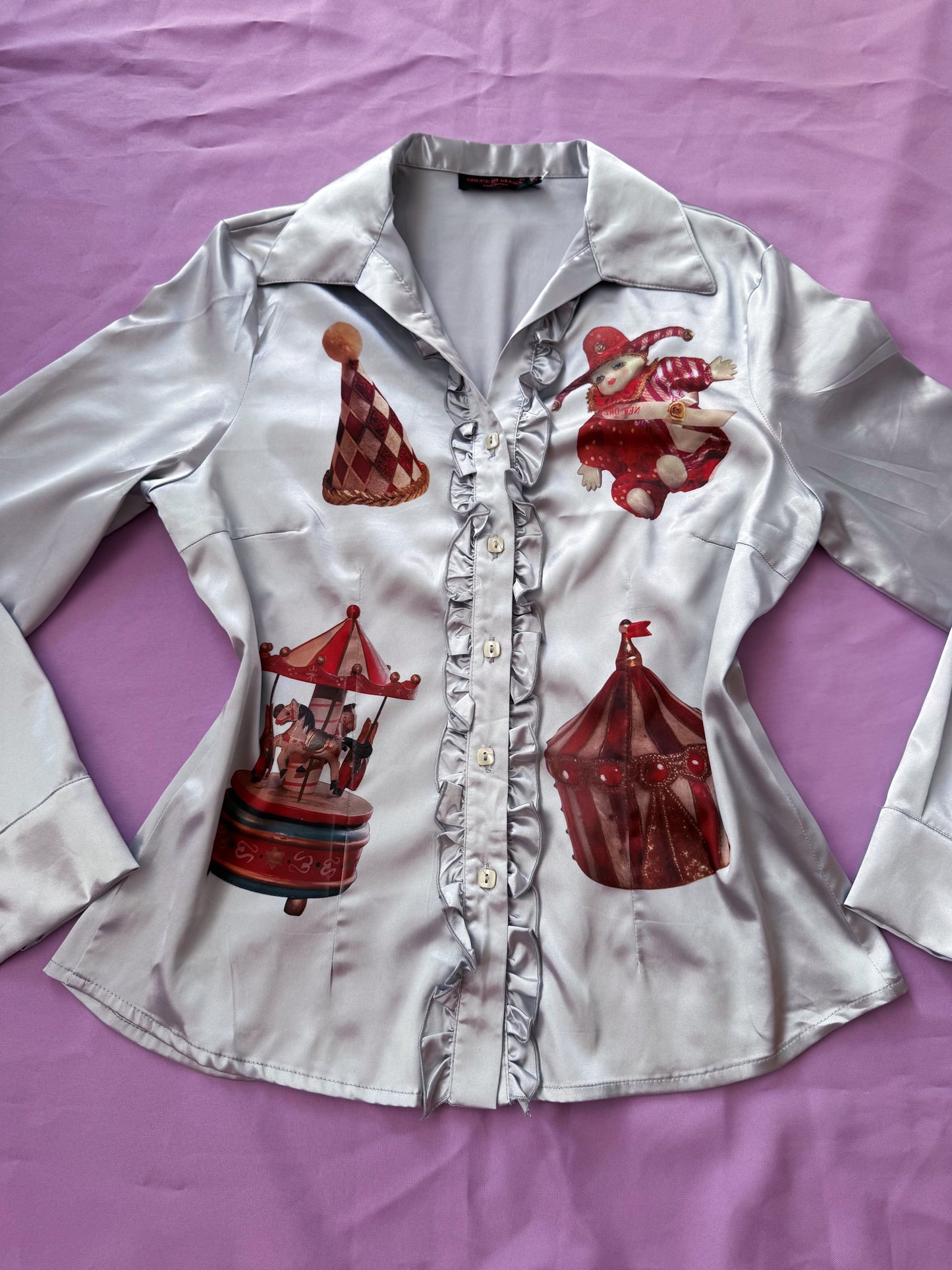 REWORKED Circus dream ruffle silver shirt 🎪🎠🎡