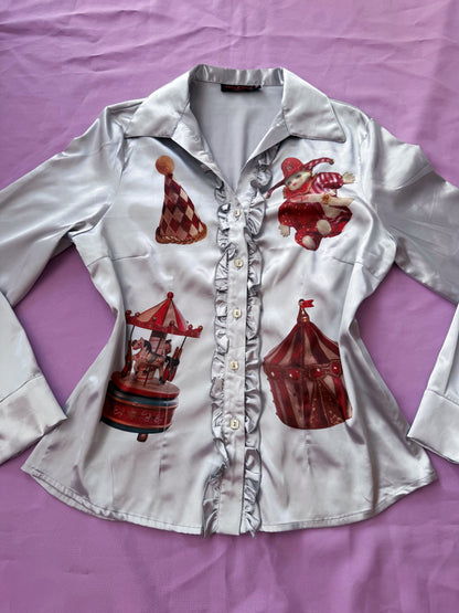 REWORKED Circus dream ruffle silver shirt 🎪🎠🎡