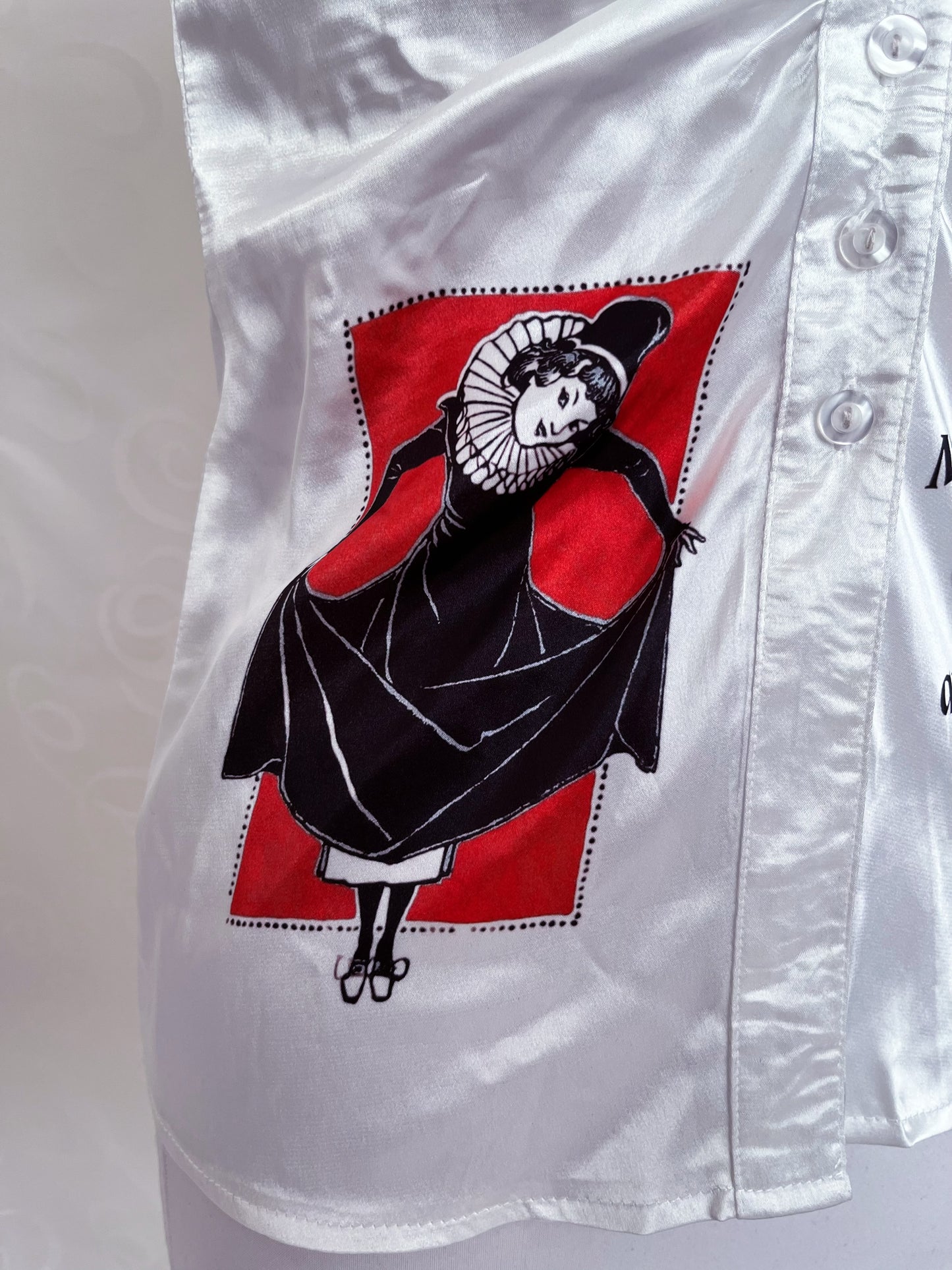 Jester Reworked 00’s white saten shirt 🃏🎪