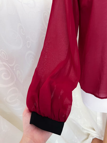 Gothic vampire red mesh shirt with lace detail🩸