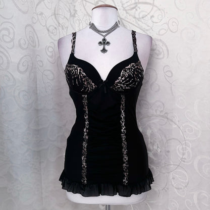 Black & leopard print mesh corset 🐆🕷️