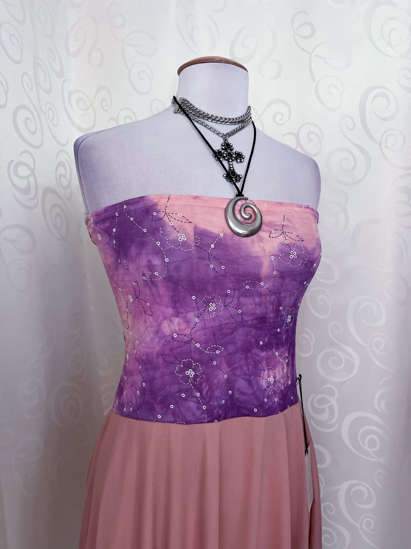 00’s deadstock fairy pink & purple embroidered skirt/dress 🌀🌸