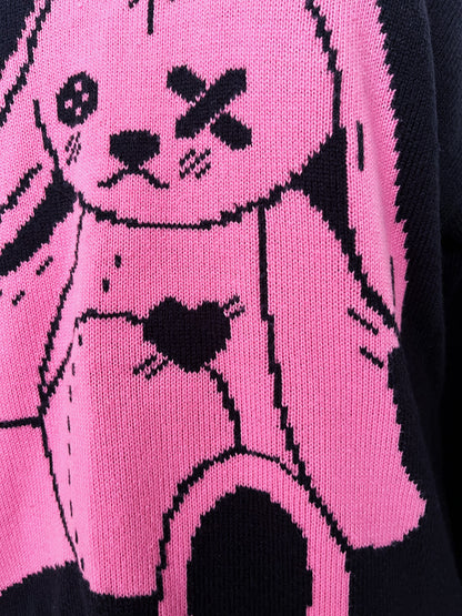 Modern Alt stitched rabbit knit sweater 🐇🧵