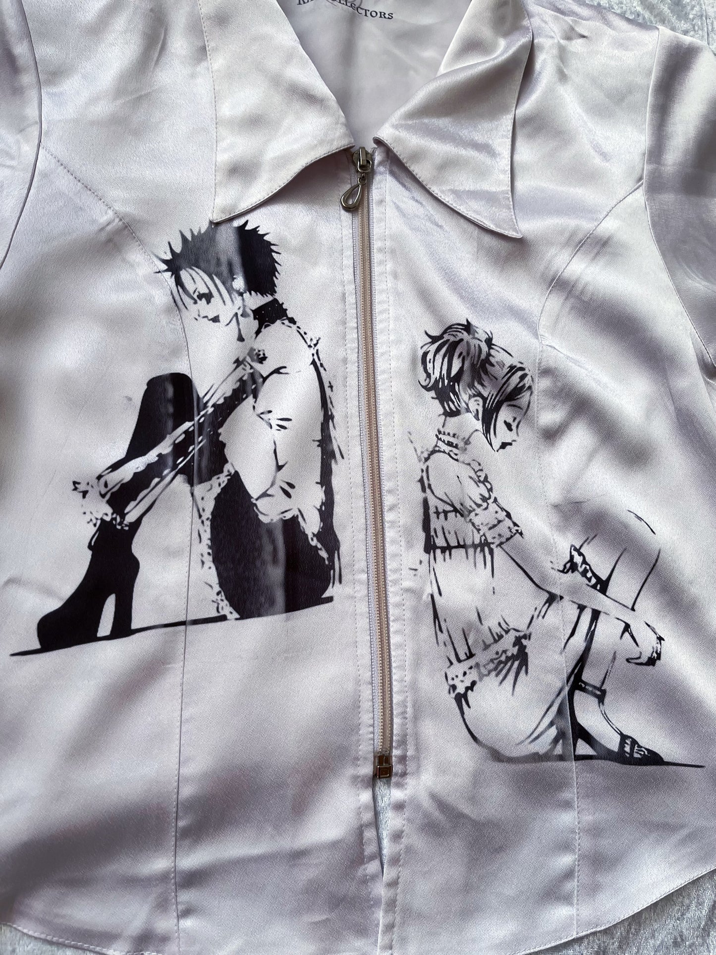 Tokyo Girlfriends Reworked satin zip-up shirt