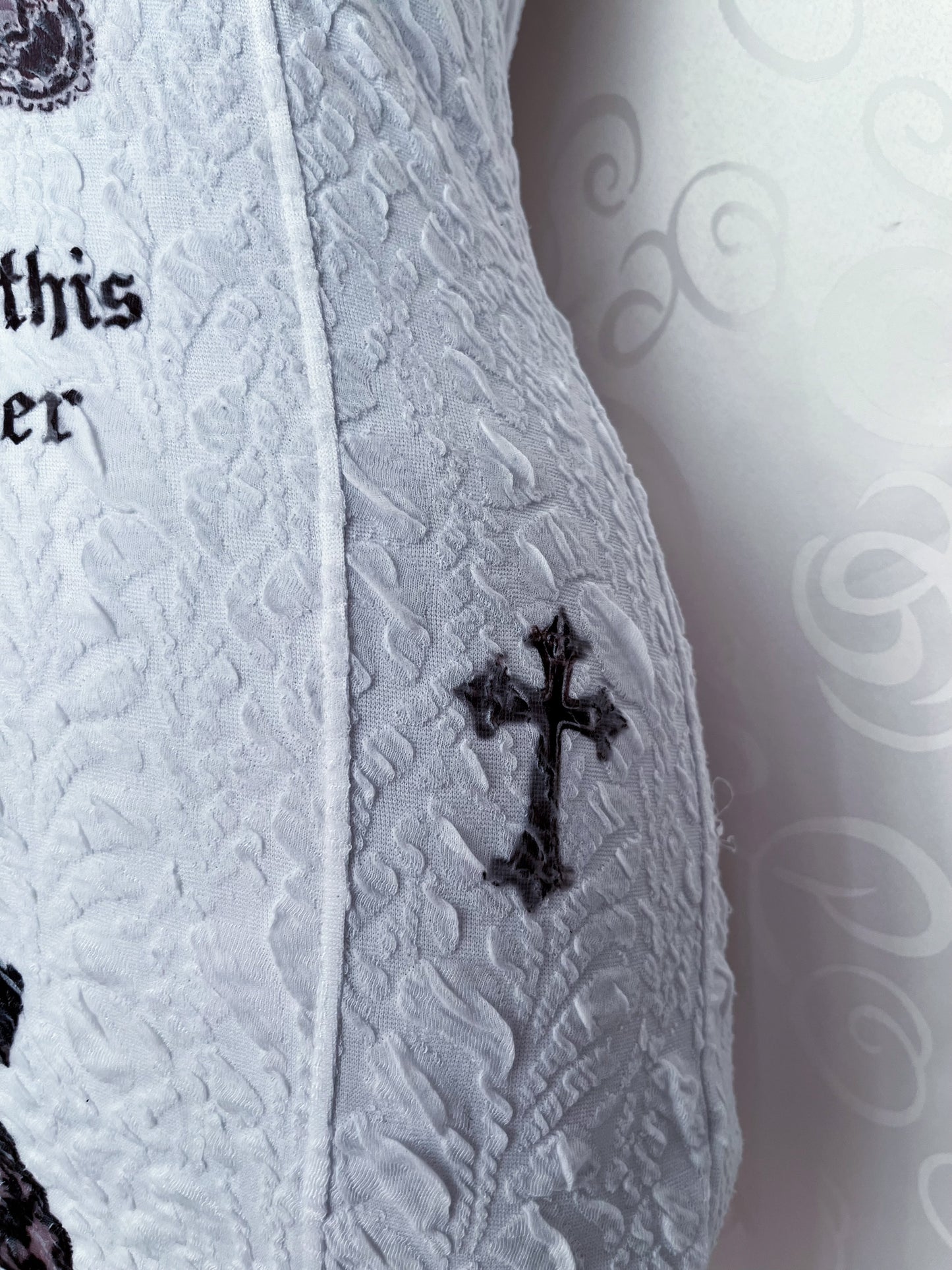 Joan of Arc Reworked Pimkie white embossed dress 🗡️♥️