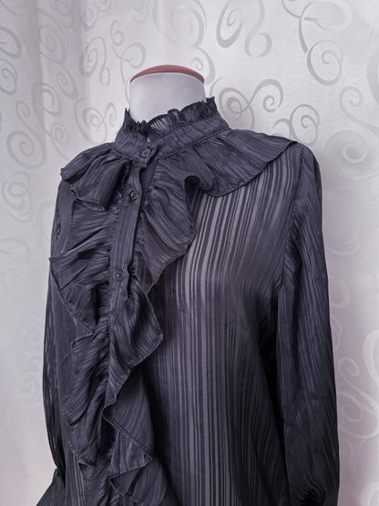 Gothic striped mesh ruffle shirt 🦇