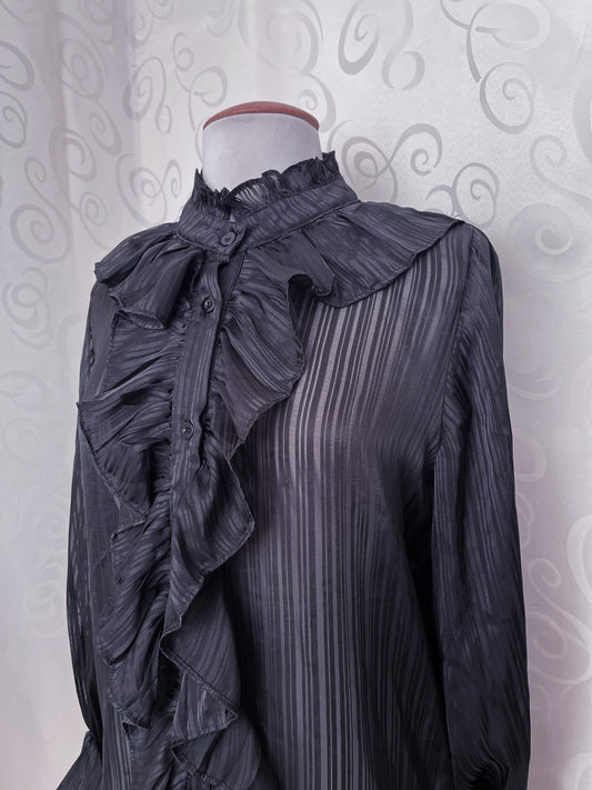 Gothic striped mesh ruffle shirt 🦇
