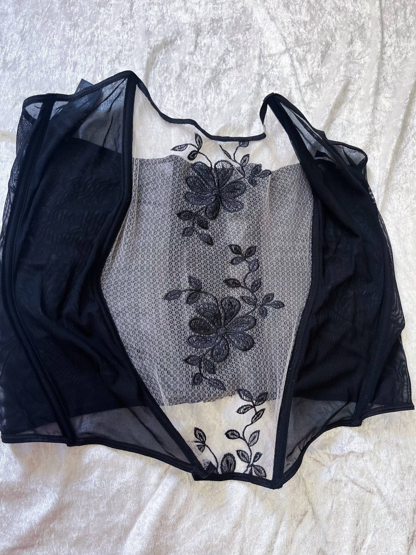 Dark whimsy see-through mesh & lace corset 🧚🏾