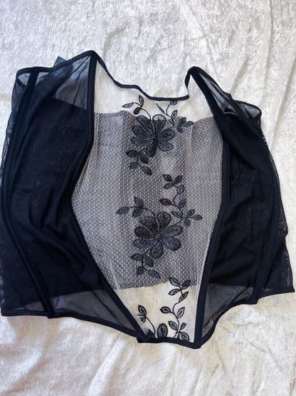 Dark whimsy see-through mesh & lace corset 🧚🏾