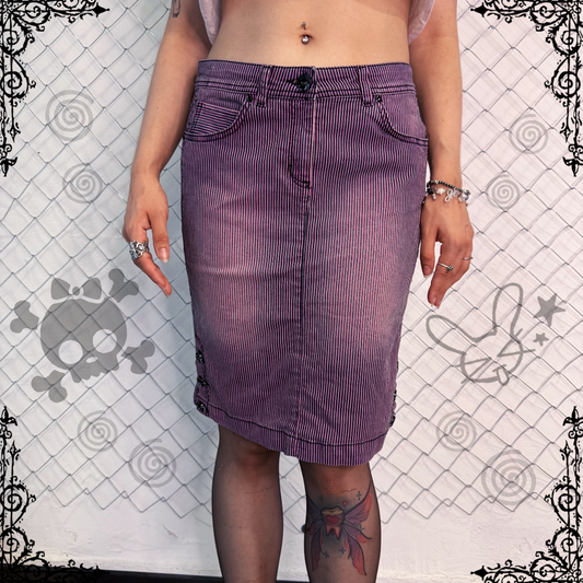 00’s emo striped pink denim skirt 💞