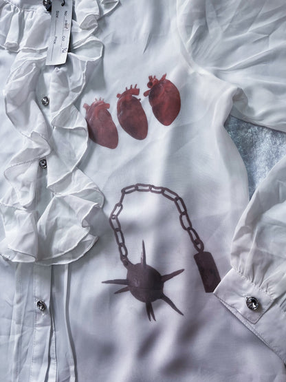 The Way To Your Heart Reworked 00's deadstock see-through ruffle shirt🫀🗝