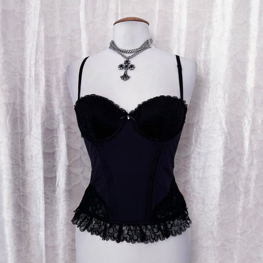 Dark whimsy black & lace corset top 🗝️