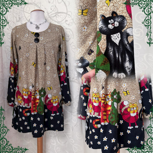 00's Whimsy Twee dress with kittens design🐈😽