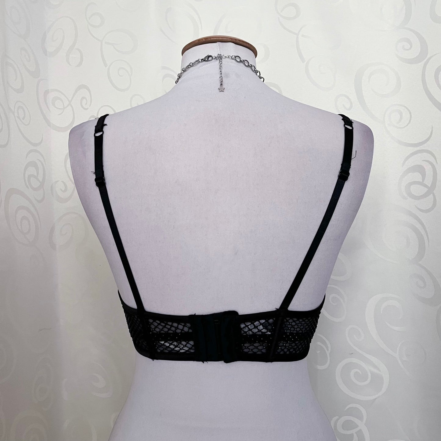 Gothic beaded black crop bustier/corset top 🦇