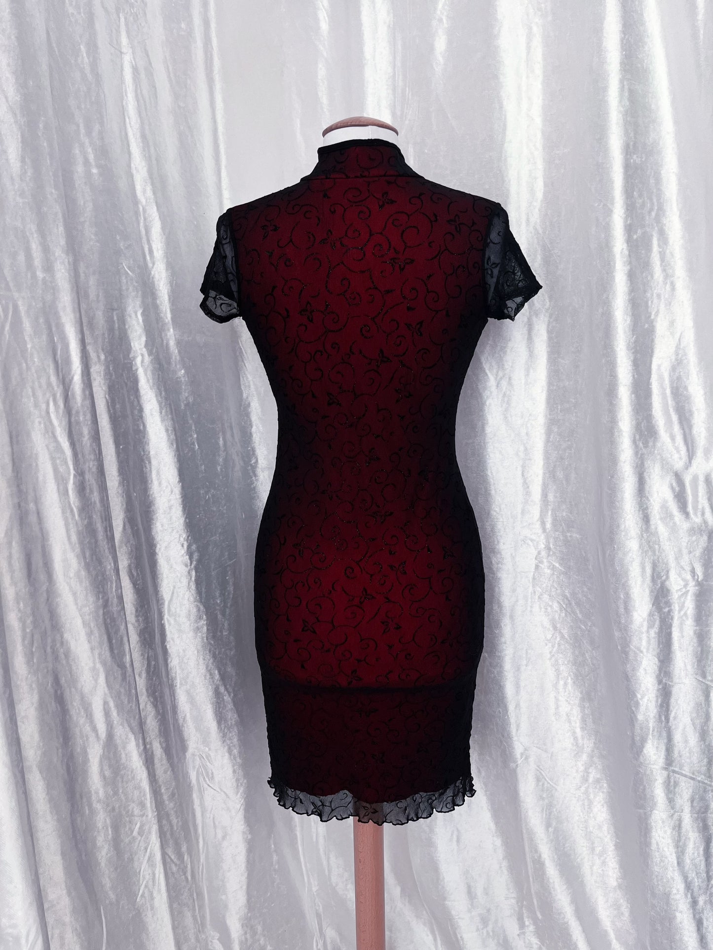 00's iconic mesh & velvet qipao style dress ❤️🖤