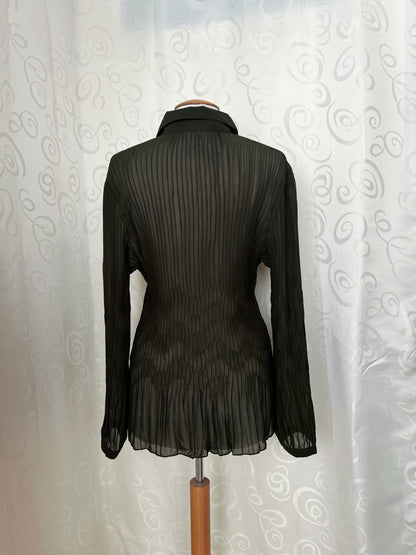 00’s whimsy victorian style mesh olive ruffle shirt 🕷️🌀