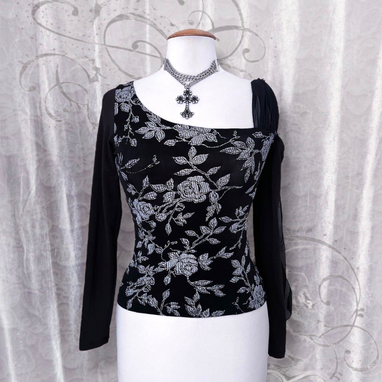 Whimsygoth asymmetrical black top