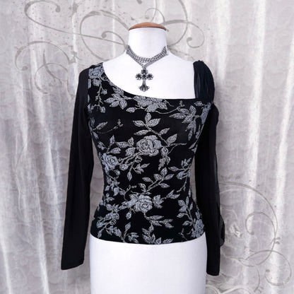 Whimsygoth asymmetrical black top