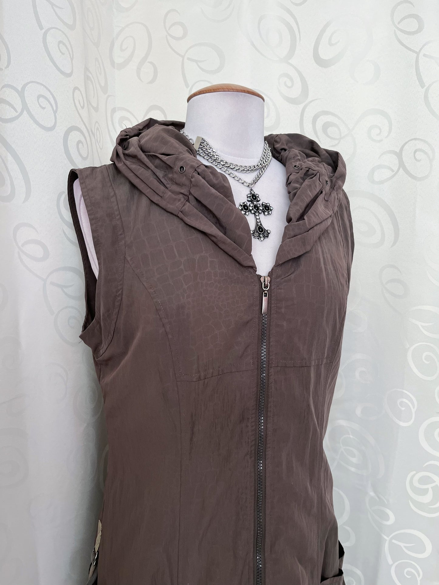 00’s snakeprint zip-up brown dress 🐍