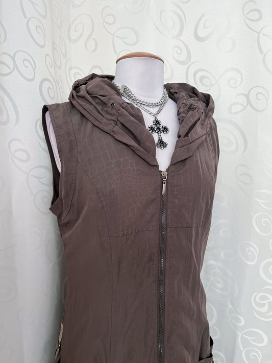 00’s snakeprint zip-up brown dress 🐍