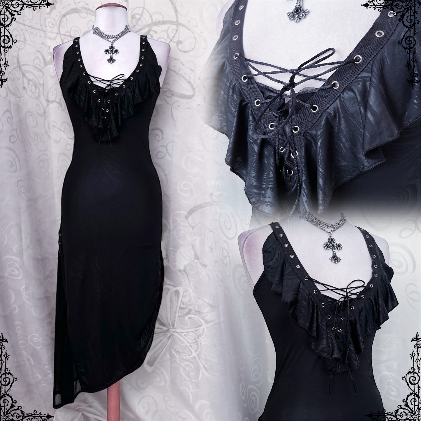 Gothic, hot maxi lace-up dress 🕷️