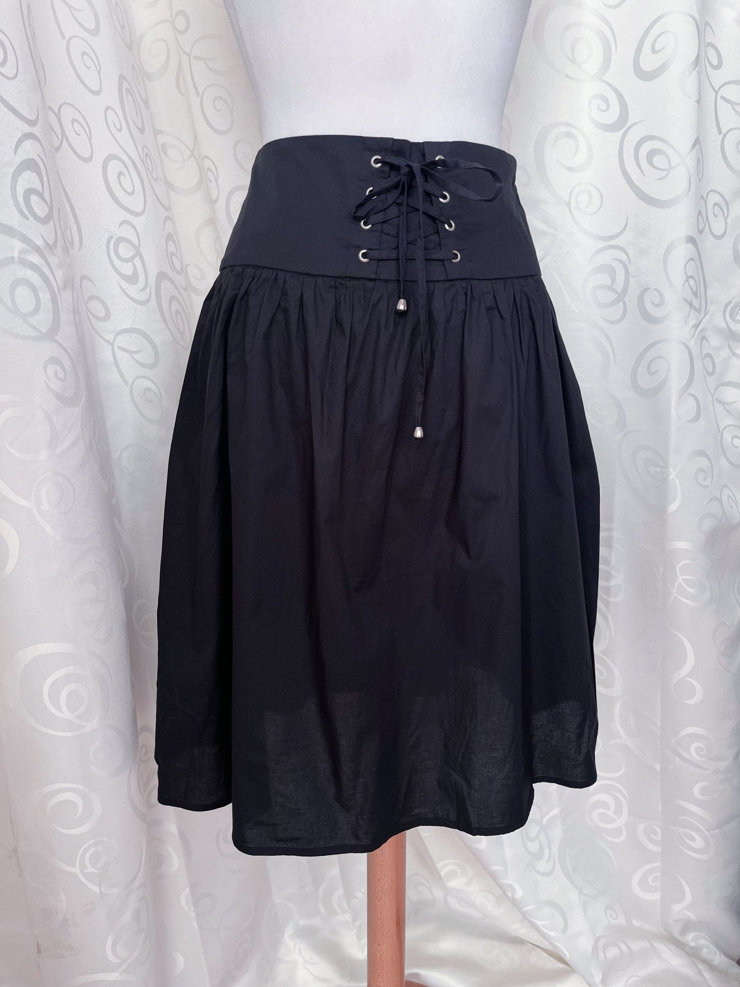 Gothic cotton lace-up midi skirt 🕷️🕸️