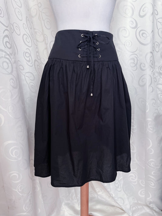 Gothic cotton lace-up midi skirt 🕷️🕸️
