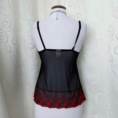 Whimsygoth/Vampire black bustier top with red embroidered details 🦇💔
